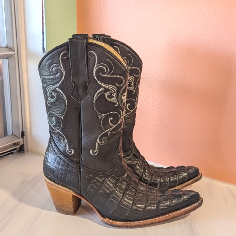Vintage Black and Brown Heeled Boots